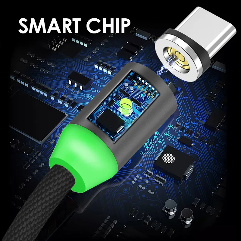 Overfly Магнитный кабель LED Micro USB кабели 1 м быстро зарядное устройство ing магнит