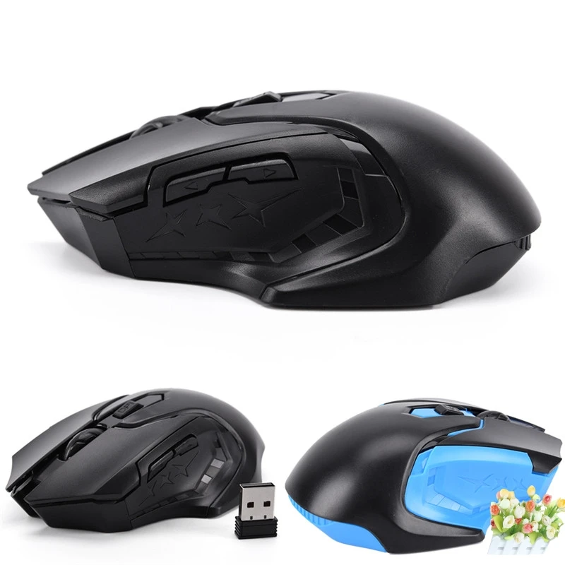 Черный/синий практичная 2 4 ГГц USB оптическая Беспроводной игровой Мышь