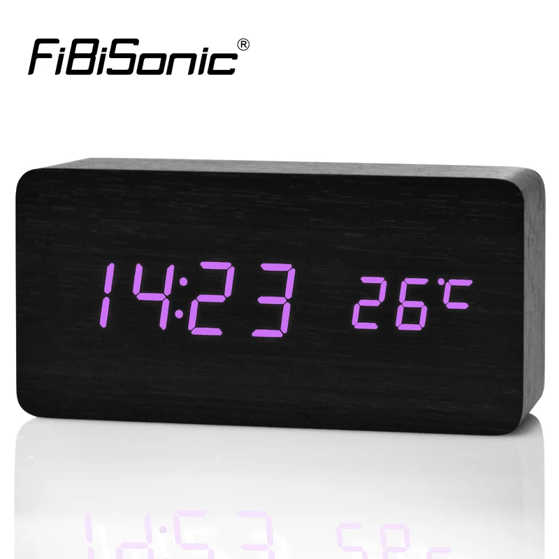 Fibisonic обновление LED Будильники, despertador Температура звуки Управление LED Дисплей Desktop Цифровой настольный Часы