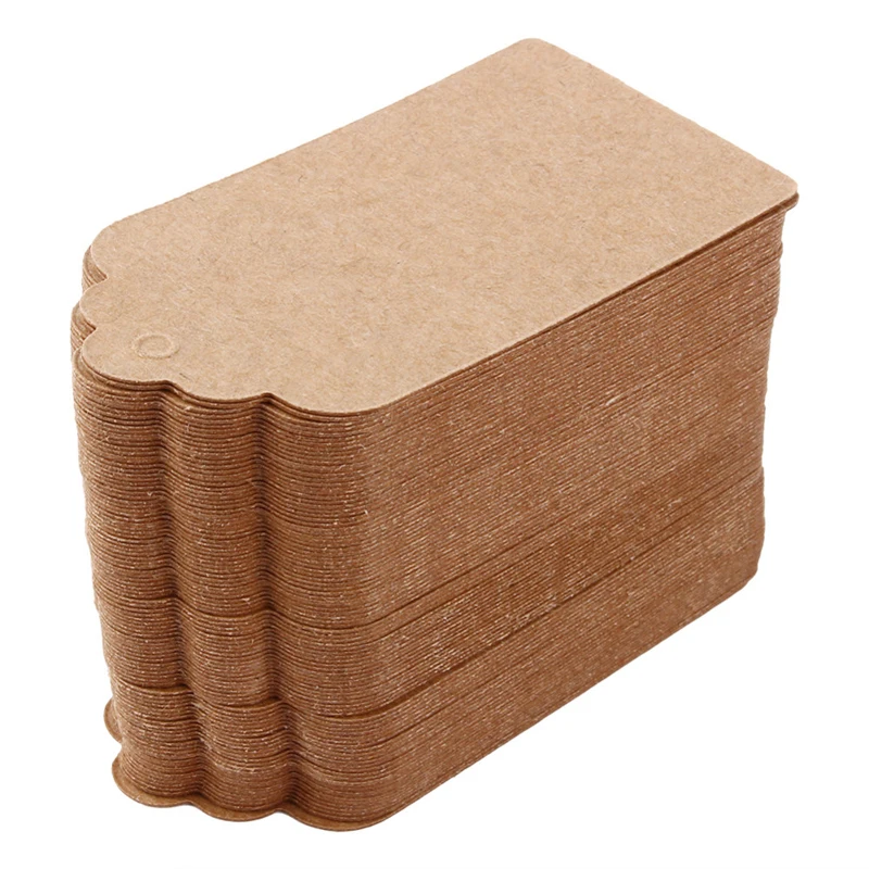 100pcs/bag Kraft Paper Tags Scallop Head Label Luggage Christmas Wedding Party Note DIY Blank Price Hang tag Gift Tag | Дом и сад