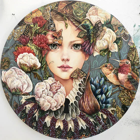 Sophie beauty, полностью ручная вышивка, стразы, вышивка крестиком, сделай сам, алмазная живопись на пуговице, девочка и цветок, домашний декор C258 - Цвет: C258