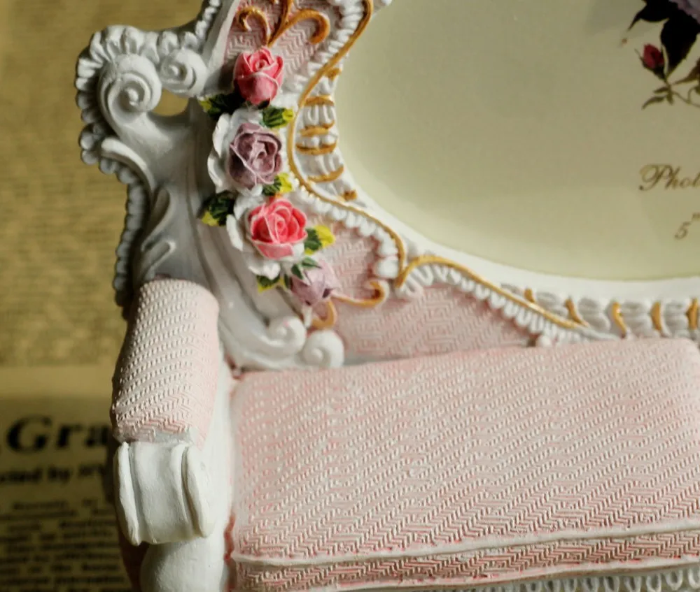 Европа Ретро Винтажный Розовый цветок диван фоторамка картина из смолы 3 5 ''x