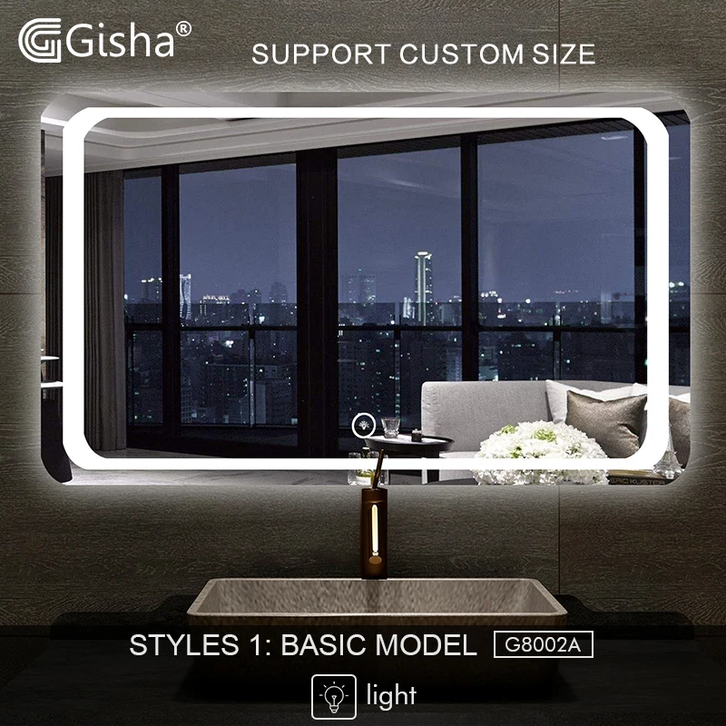 Gisha Smart Mirror LED Bathroom Mirror Wall Bathroom Mirror Bathroom Toilet Anti-fog Mirror Bluetooth-compatible speaker  G8002