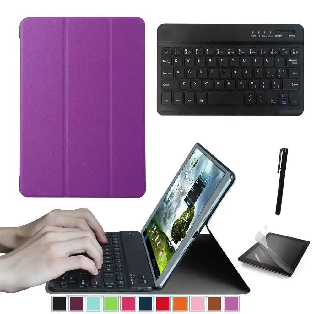 Фиолетовый Набор аксессуаров для huawei MediaPad M3 8,4 BTV-W09 BTV-DL09-умный чехол+ Bluetooth клавиатура+ Защитная пленка+ стилус - Цвет: Фиолетовый