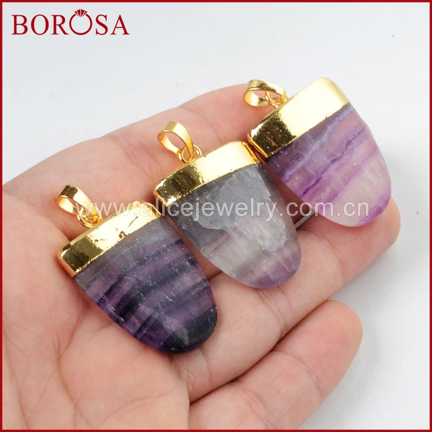 BOROSA 1 шт. натуральный экран Multi-цветной флюорит граненый Кулон Бусы Радужный