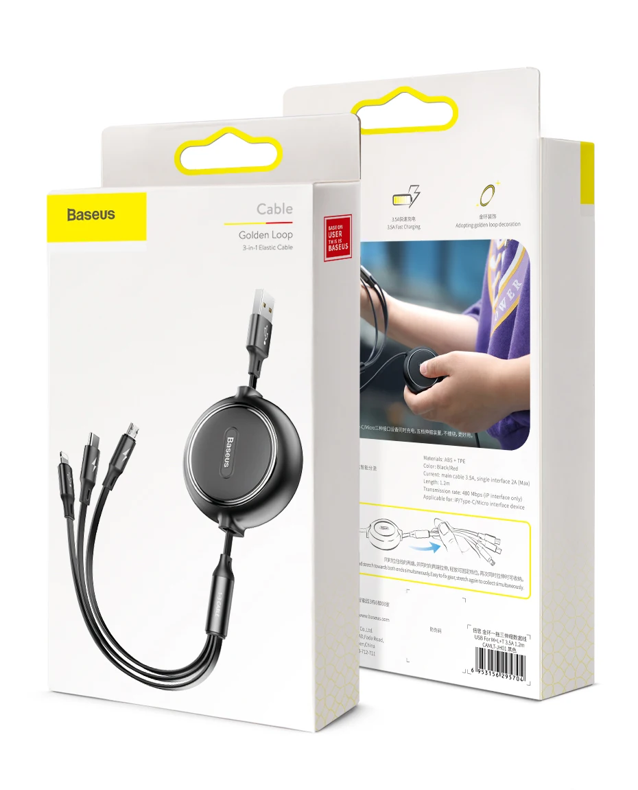 Baseus 3 в 1 СВЕТОДИОДНЫЙ модуль панели управления Usb type C и iP Кабель зарядного устройства для iPhone samsung huawei Usb C кабель для зарядного устройства мобильного телефона