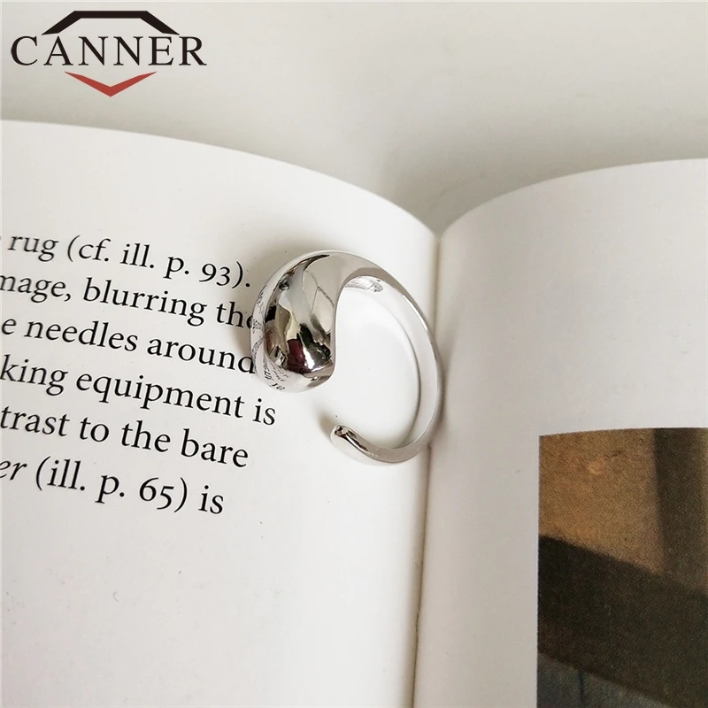 CANNER Resizable 925 Silver Rings Fashion Water Drop Punk Geometric Ring Opening Real Sterling for Men Women FO | Украшения и