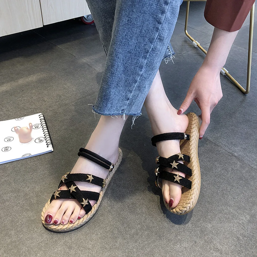 SAGACE/Женская обувь модные эластичные сандалии на плоской подошве с перекрестными