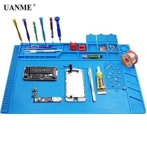 Термоизоляционный силиконовый коврик UANME 45x30 см, Настольный коврик, платформа для обслуживания паяльной ремонтной станции BGA с магнитным сечением