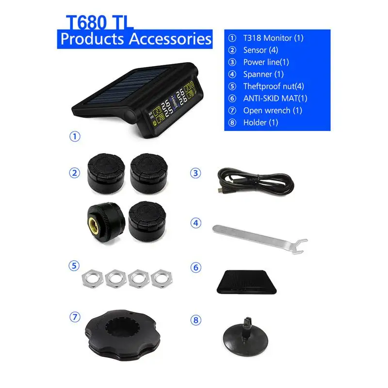 Умные автомобильные TPMS система контроля давления в шинах солнечная энергия