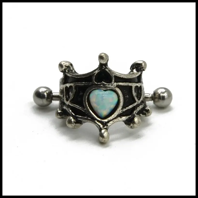 Hot Sale Pair 316l Surgical Steel With Opal Vintage Heart Oval Ear Cartilage Cuff Rings Piercing For Sexy Girls Jewelry 16g | Украшения и