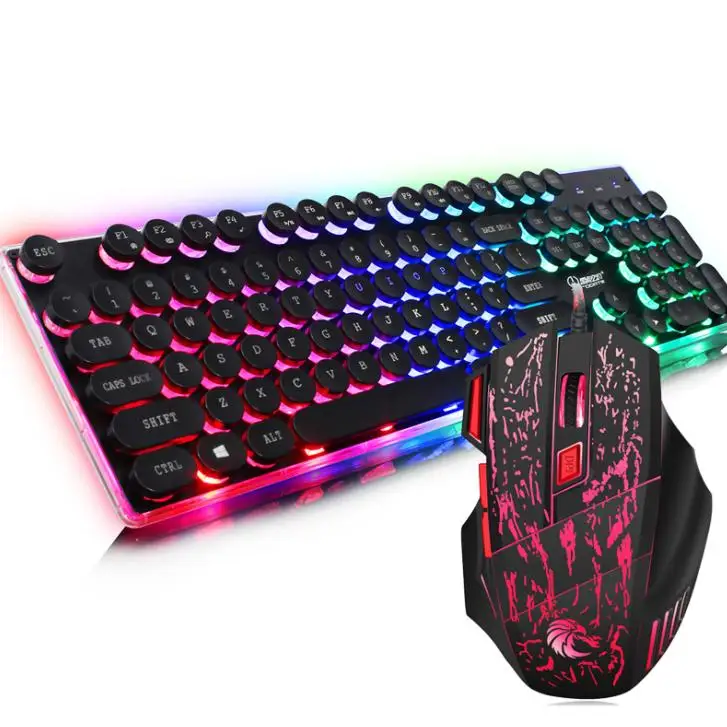 As photo show Механическая клавиатура с 104 клавишами, игровая клавиатура с RGB подсветкой, USB Проводная игровая клавиатура и мышь, набор для игрового компьютера - Цвет: As photo show