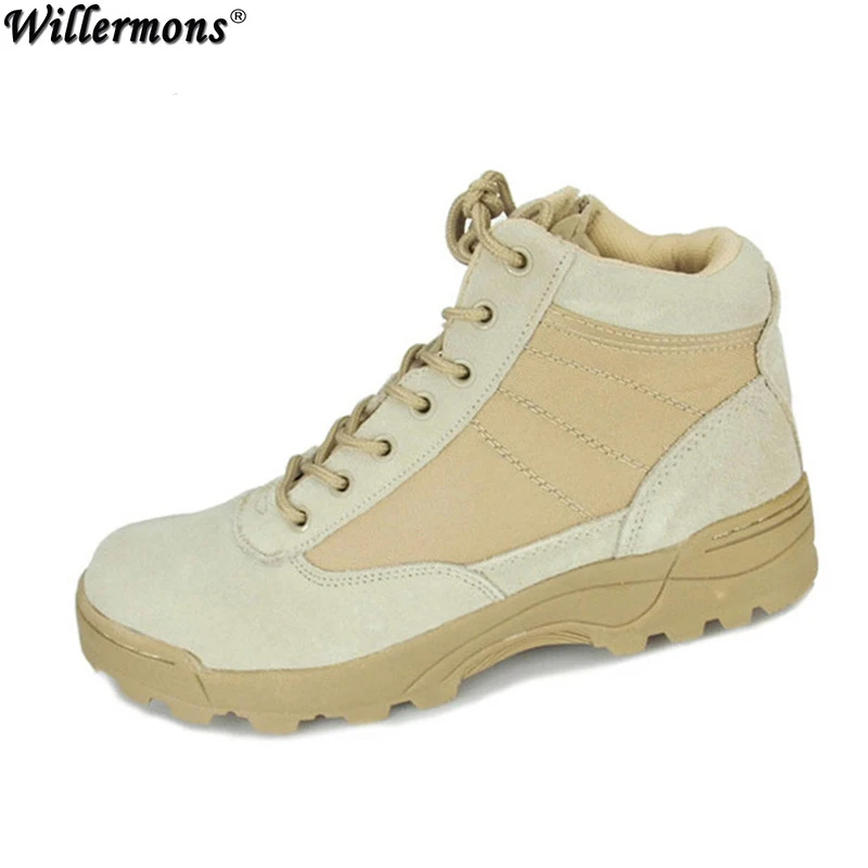 

Men's Fashion Outdoor Genuine Leather Anti-slip Military Combat Boots Men Army Tactical Short Ankle Boots Shoes Botas Hombre