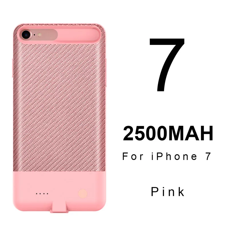 Чехол ROCK Battery для iPhone 7, 6, 6S X, внешний аккумулятор, чехол для iPhone X, 6000 мА/ч, зарядное устройство, задняя крышка, чехол - Цвет: 2500mah Pink for 7