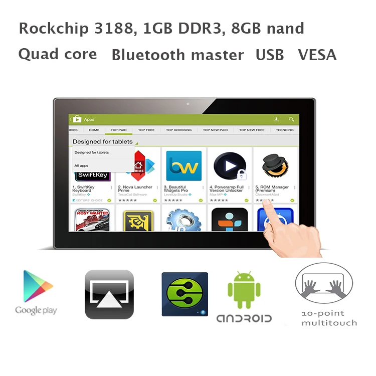 15.6 inch Quad core Android All-in-one desktop pc (RK3188 1GB RAM 8GB nand flash,Bluetooth,VESA,Wall Bracket)