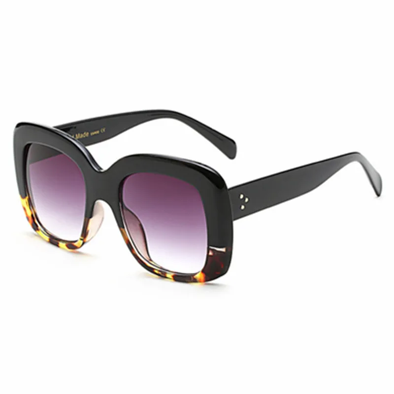 C3 black leopa grey Новые винтажные Квадратные Солнцезащитные очки, женские роскошные брендовые дизайнерские винтажные классические очки с заклепками, женские очки с прозрачными линзами UV400 - Цвет линз: C3 black leopa grey