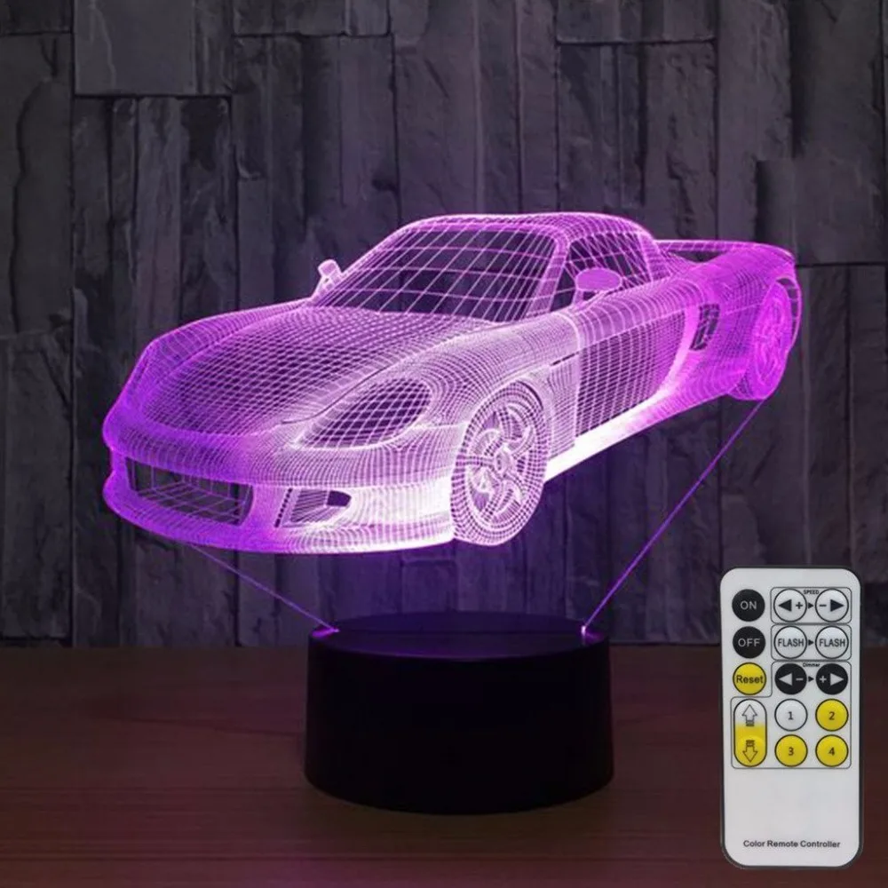 Автомобиль настольная лампа 3D ночные светильники для детей с пультом