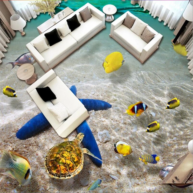 Wellyu пользовательские 3D наклейки для пола Ocean World ванная комната торговый центр