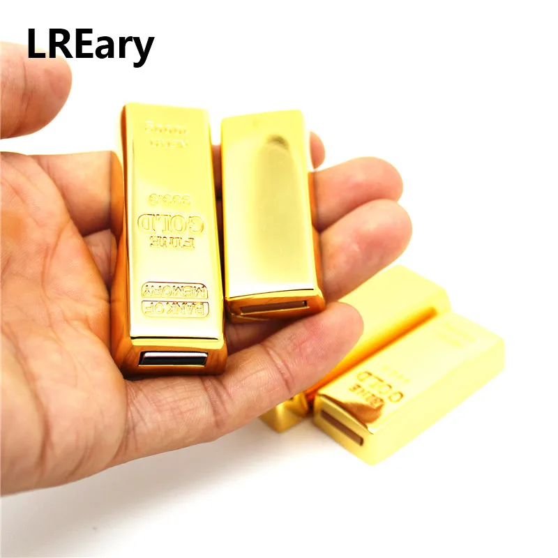 Металлический золотой слиток, модель флеш-диск USB 2,0, золотой стержень, ручка-накопитель, 4 ГБ, 8 ГБ, 16 ГБ, 32 ГБ, флеш-карта памяти, 64 ГБ, ручка-накопитель, подарки