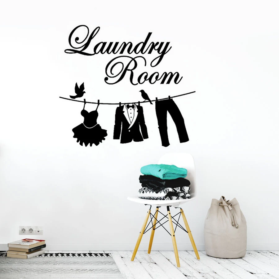 Настенные виниловые наклейки на одежду ткань трусики дизайн стен Прачечная