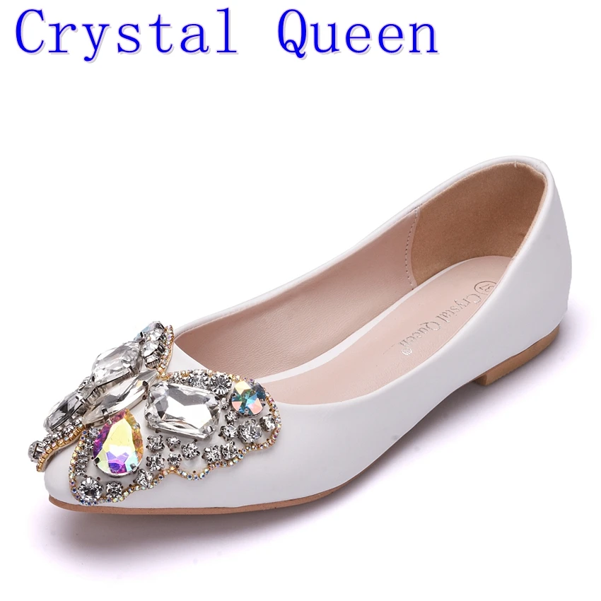 Женские свадебные туфли с кристаллами и бантом|rhinestone flat shoes|fashion shoesflat shoes |