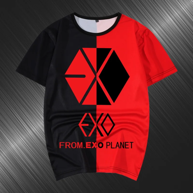 Летняя женская футболка в стиле Харадзюку Kpop EXO Luhan одинаковая Повседневная с