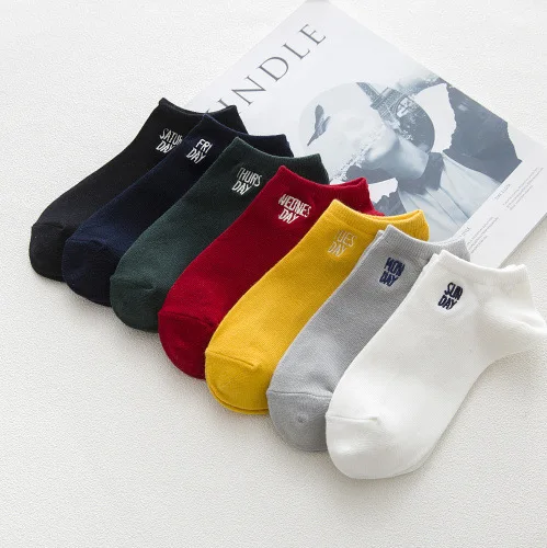 Ubetoku 7 пар/упак. Женские повседневные хлопковые однотонные шорты Носки с нашивкой