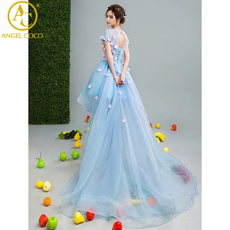 2017 Новый Свет Выпускной Blue Lace Вечернее Платье Сексуальный Line Вышивка Длинные
