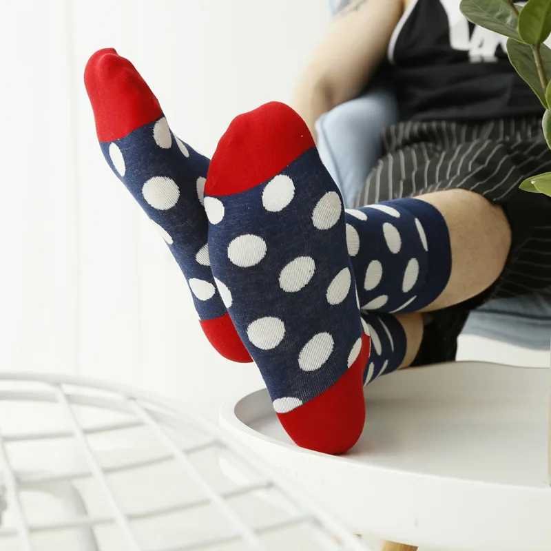Moda Socmark брендовые счастливые мужские носки/женские 20 цветов круглые волнистые носки Модные хлопковые носки для пары длинные носки носки скейтбордиста