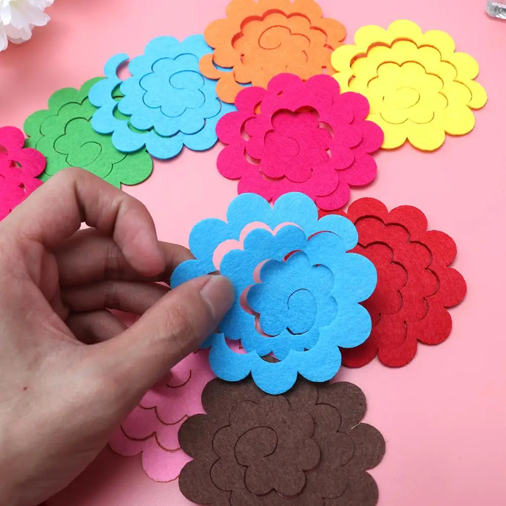 50 Pcs Simulation Felt Flower Cute Fashion Flower Appliques Exquisite Die Cut Felt Florals for Sewing DIY Crafts(Mixed Color