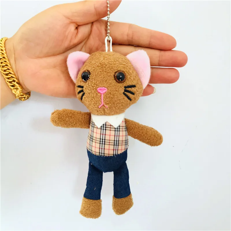 1 шт. 16 см Kawaii клетчатая одежда бант мишки кошка плюшевые игрушки мягкие животные