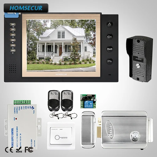 HOMSECUR 8 &quotСвободные Руки Видео и Аудио Домашний Интерком Электрический Замок +