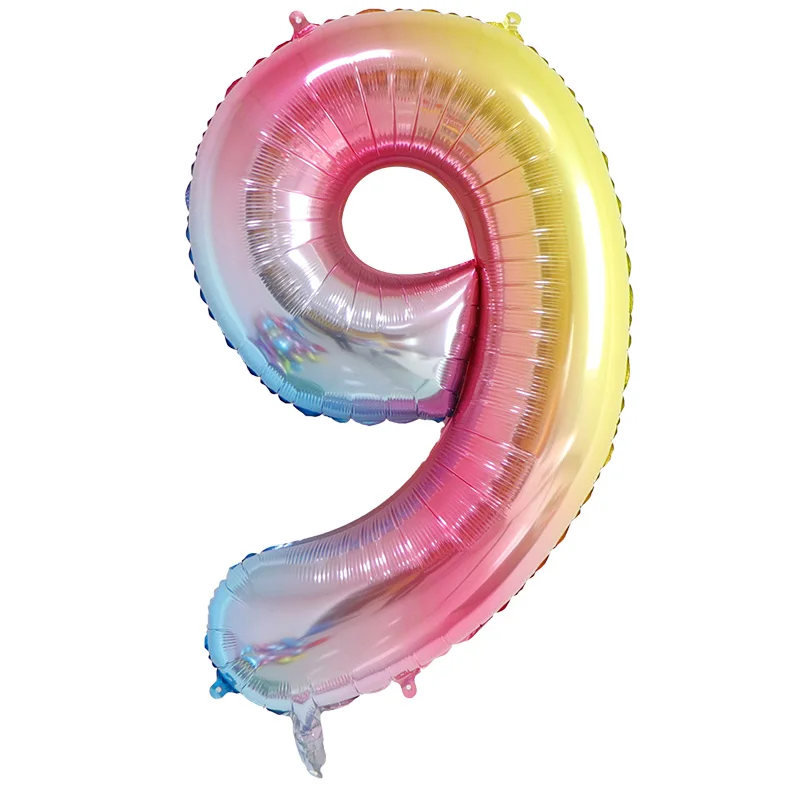16/32 inch Big Rainbow Number Foil Balloons 0-9 year Digital birthday party decorations kids balloon Air Globos images - 5