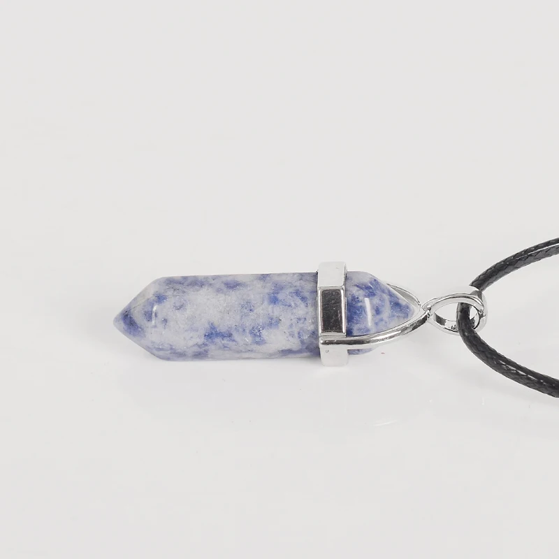 Natural blue spot jasper Tumbled Stone Hexagonal Column Reiki Pendulum Pendant Healing Mineral Quartz Crystals kids Home Decor | Дом и сад