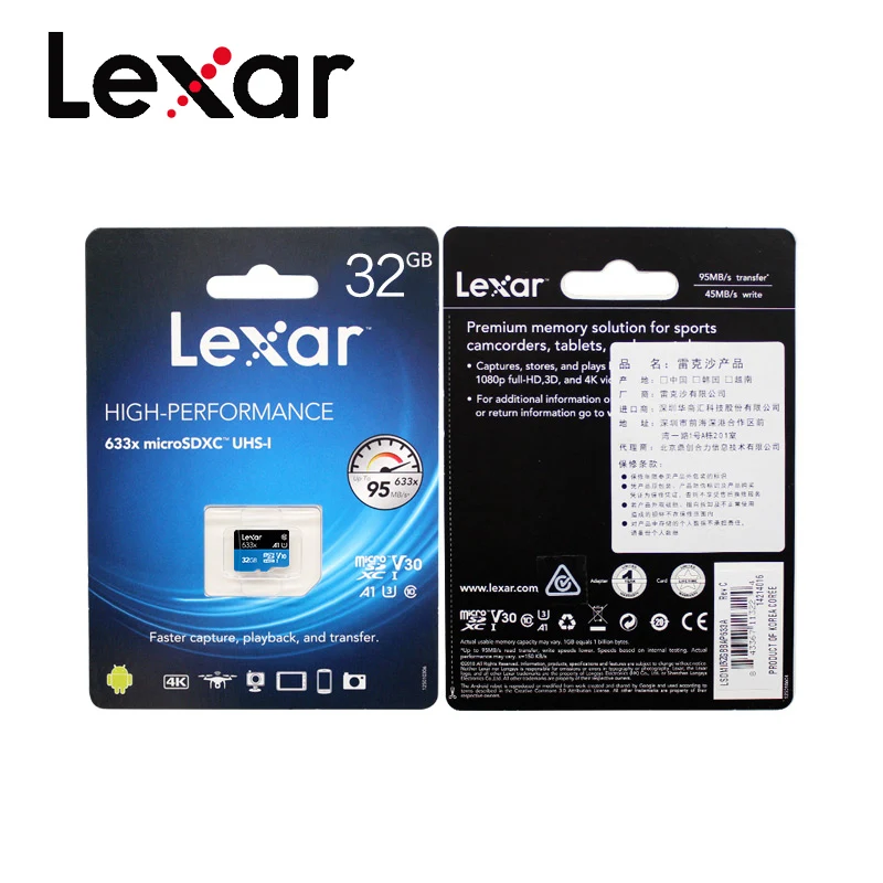 Lexar Micro SD карта 64 Гб класс 10 16 флэш памяти TF tarjeta 128 Microsd sd carte Бесплатный