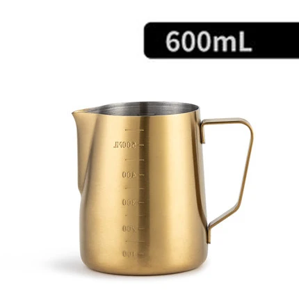 Gold 600ml 300/600/900 мл Нержавеющая сталь вспенивания кувшин тянуть цветок чашки Эспрессо, капучино искусство кувшин для молочных коктейлей кружка Кофе инструменты - Цвет: Gold 600ml