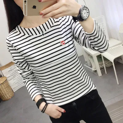6239# полосатая хлопковая Лоскутная Футболка для беременных и кормящих мам с v-образным вырезом; осенняя одежда для грудного вскармливания для беременных женщин; Футболка для беременных - Цвет: 6308 White