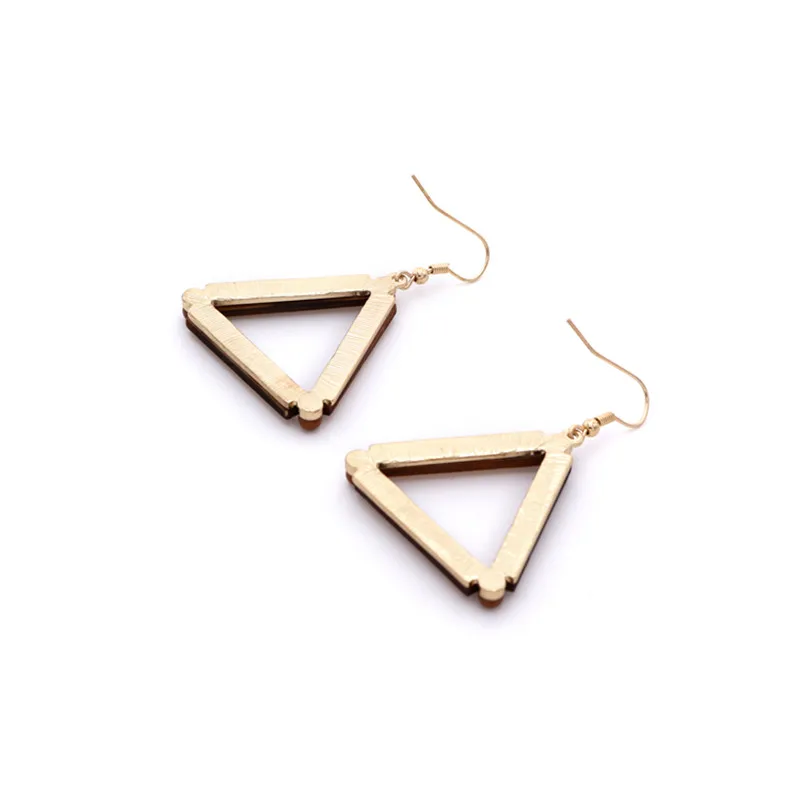 ENZE popular geometric jewelry square triangle shaped bamboo hollow fashion earrings accessories for women wholesale | Украшения и