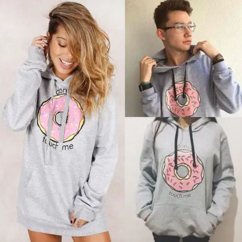 Толстовка унисекс с длинным рукавом принтом пончиков и карманами|women hoodies|printed