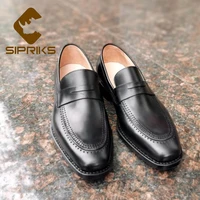 sipriks imported smoke france calf leather black penny loafers mens vintage classic italian bespoke goodyear welted shoes