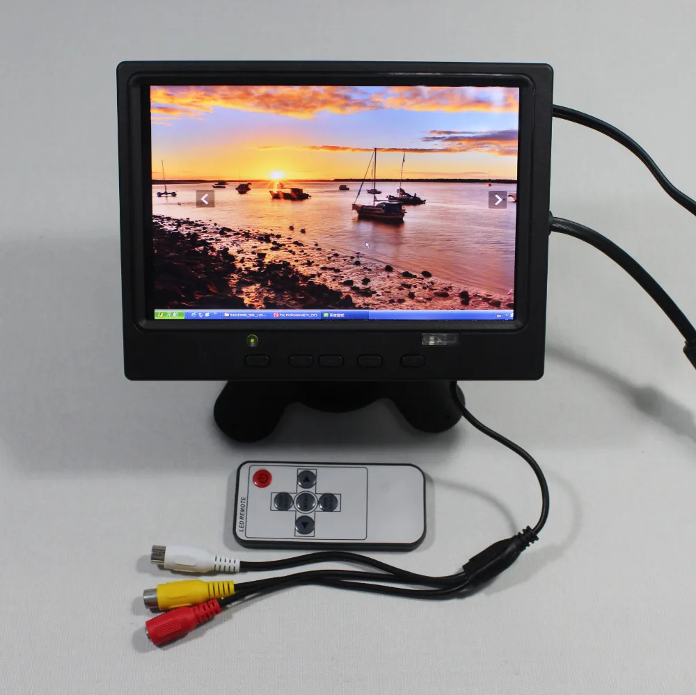 7-дюймовый ЖК-монитор 1280*800 с HD MI + VGA 2AV заднего вида Европа Мощность питания для