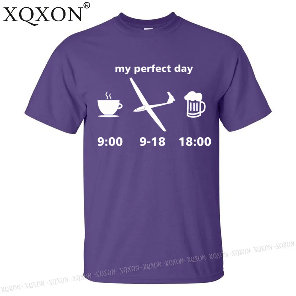 XQXON-my perfect day скользя Для мужчин футболка хорошего качества хлопок Летние Короткие рукава человек футболка; Топы K113 - Цвет: Purple