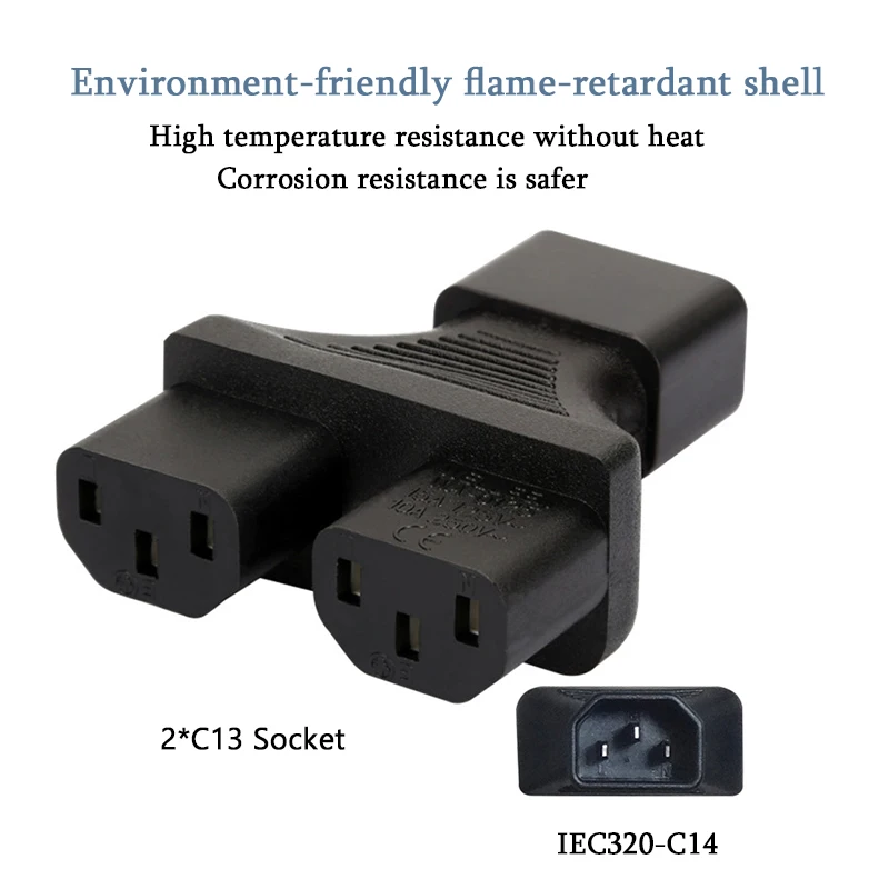 Переходник IEC 320 со штыревыми соединителями для 2 и 3 розеток Y-типа адаптер питания