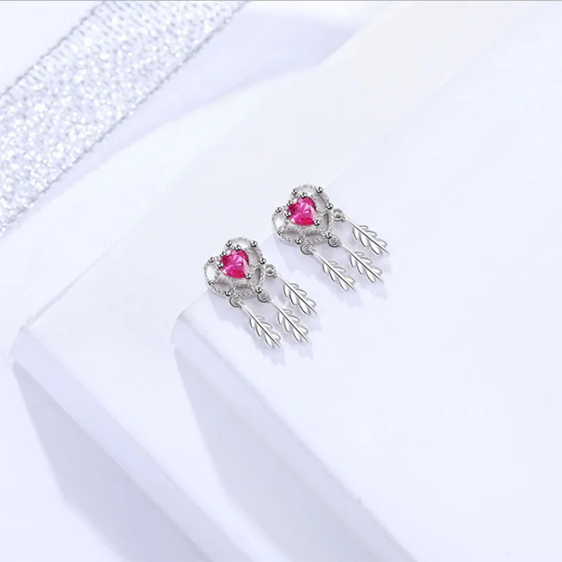Lo Paulina new 2019 Classic Heart Tassel S925 Silver Stud Earring for mother's day gift joyas wholesale | Украшения и