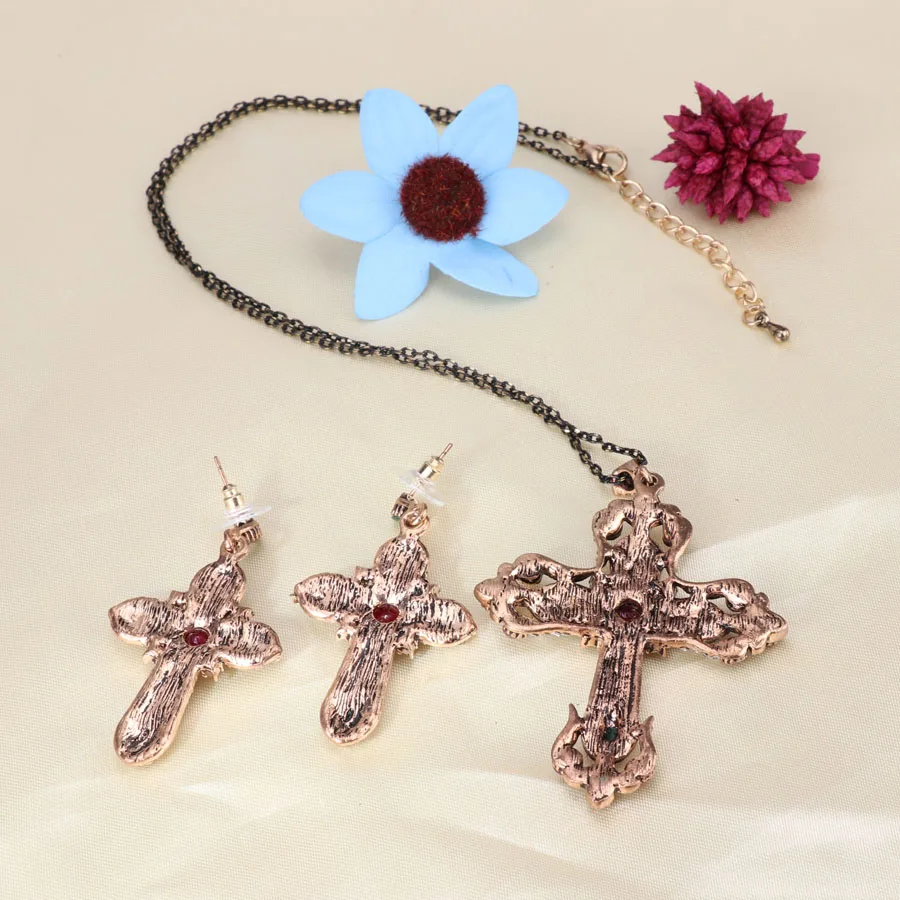 Женские винтажные сережки с кулоном и крестом в индийском стиле 2 шт./лот|jewelry sets for