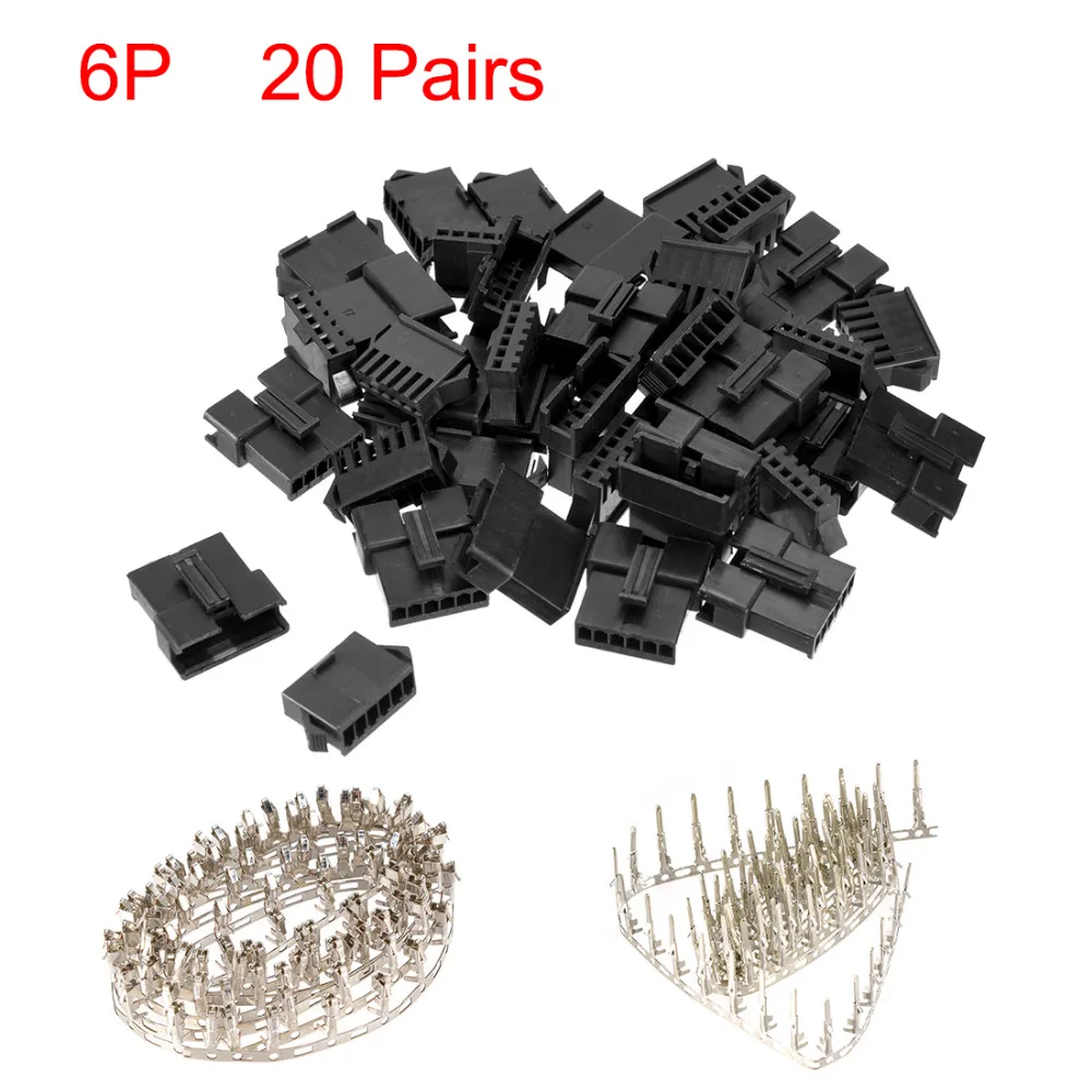 

Uxcell 20 Pair Male Female JST-SM Replacement Housing Crimp Terminal Connector 2.54mm 2.5mm Pitch 5P 6P JST-SM Housing Connector