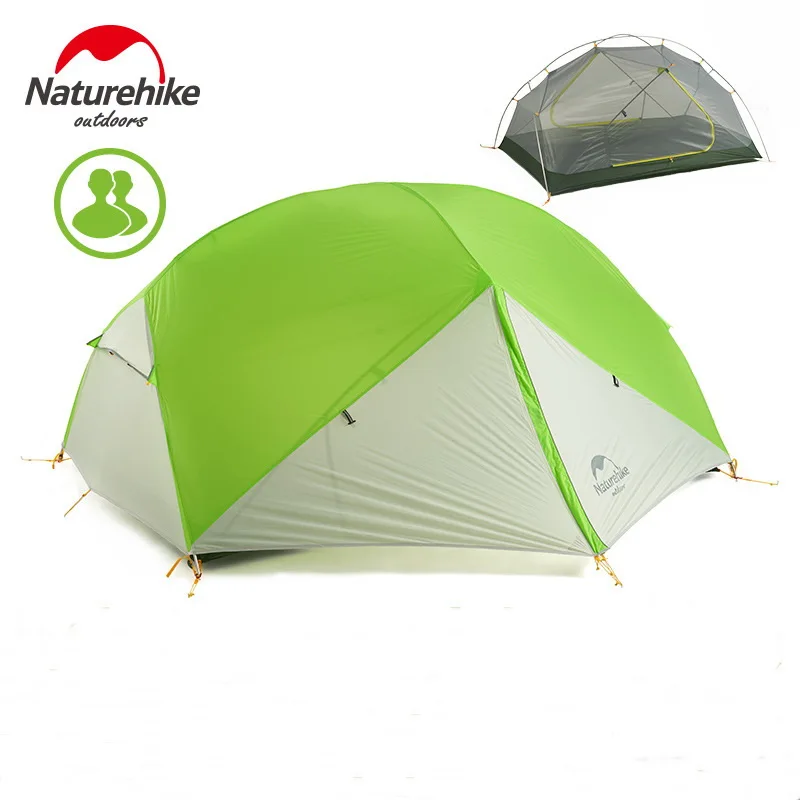20D 2P green-gray Naturehike открытый 2 3 человек 20D 210T нейлон водонепроницаемый Открытый Палатка алюминиевый стержень Сверхлегкий фиолетовый палатки pu4000мм коврик - Цвет: 20D 2P green-gray