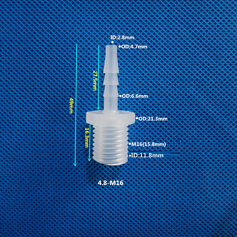 4.8-M16 50 шт M14/M16-3.9~ 16 пагода наружная резьба Straght разъем прозрачный белый Пластик Air насосная труба переходник для фитинга Agricultral - Цвет: 4.8-M16