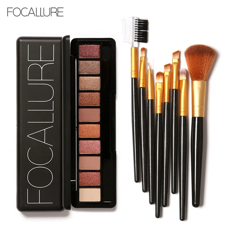 8pcs makeup brushes Focallure, набор для макияжа, палитра теней для век, 8 шт., кисти, легко носить, пудра, тени для век, набор кистей для макияжа, роскошный набор для макияжа, подарок - Handle Color: 8pcs makeup brushes