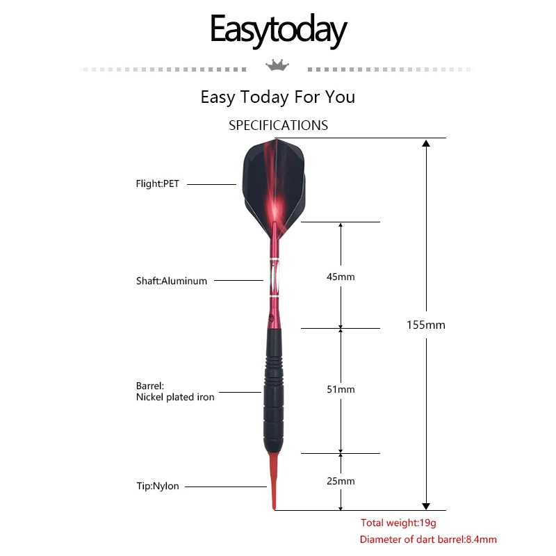 Easytoday 3 шт./компл. Дартс профессиональные спортивные принадлежности красный